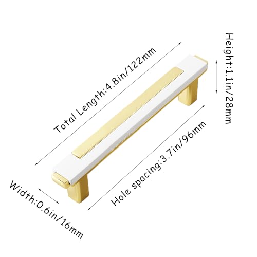10 Pack White Gold Cabinet Pulls & Handles, 3.7 Inch Hole Center - color: White Gold, size: 4.8in/122mm