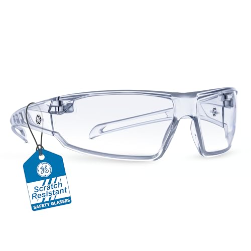 GE Safety Glasses Eye Protection - UV Shield Lenses Scratch-Resistant Clear
