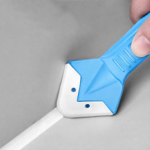 Silicone Caulking Tool 3 in 1 Stainless Steel Head Scraper Caulk Remover Sealant for Kitchen Bathroom Window, Blue - color: Blue