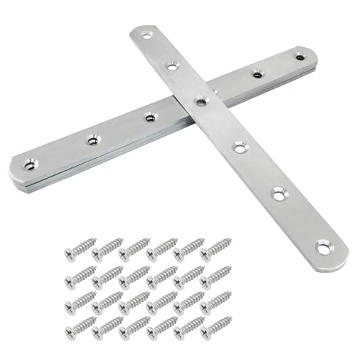4 Pack 8 Inch Stainless Steel Flat Plate Straight Bracket - size: 8"-200mm-Silver