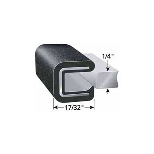TRIM-LOK Rubber-Lok Edge Trim, Fits 1/4-Inch Edge, 17/32-Inch Leg Length, 100-Foot Length, Single Gripping Finger, Rubber-Like Finish, Flexible PVC Construction, Glass and Sheet Metal Edge Protector - size: 100 Foot Length, style: Fits 1/4" edge with 17/3