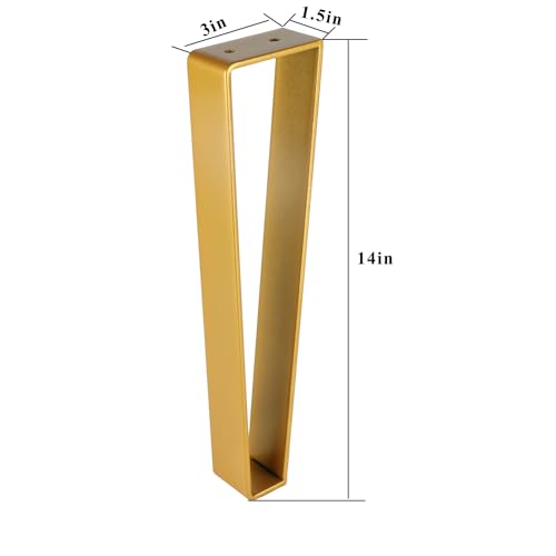 Osring 14 Inch Trapezoid Furniture Legs, Gold Metal Coffee Table Feet 4pcs - color: Gold, size: 14 Inch