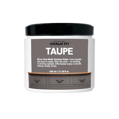 CHALK IT! All-in-One Multi-Surface Chalk Paint for Furniture & Cabinets - No Sanding, No Primer, Built-In Top Coat Water-Based, Low-Odor, Fast-Drying, Matte Finish (Taupe) - color: Taupe