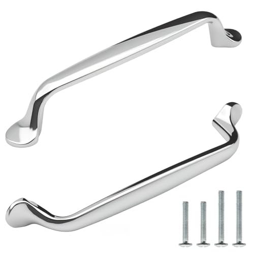 10 Pack Polished Chrome Cabinet Pulls 5 Inch/128mm Hole Center Solid Zinc Alloy Handles Drawer Dresser Polished Nickel Kitchen Cupboard Bathroom Furniture Hardware - color: 10pack - Polished Chrome, size: 5"/128mm Hole Center