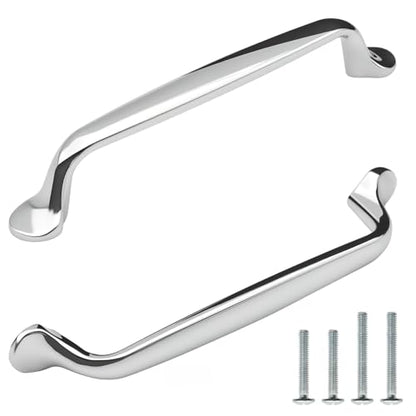 10 Pack Polished Chrome Cabinet Pulls 5 Inch/128mm Hole Center Solid Zinc Alloy Handles Drawer Dresser Polished Nickel Kitchen Cupboard Bathroom Furniture Hardware - color: 10pack - Polished Chrome, size: 5"/128mm Hole Center
