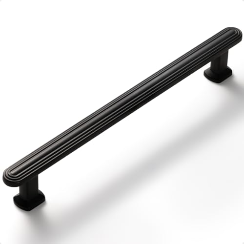 SORWDUREM 5 Pack 6.3 Inch(160mm) Black Cabinet Pulls Drawer Pulls Kitchen Hardware Cupboard Kitchen Hardware Cabinet Handles - color: Black, size: 6.3"(160mm) Hole Center