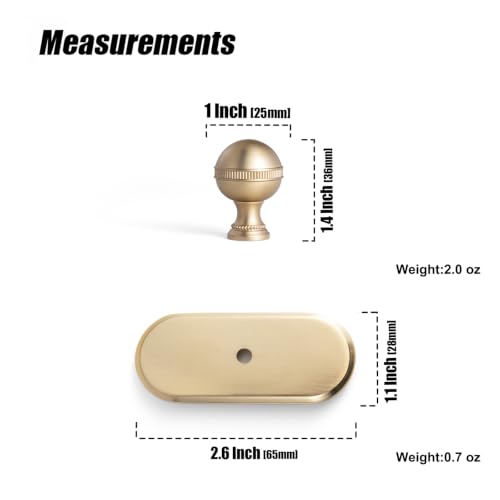 Goo-Ki Champagne Bronze Cabinet Knobs with Oblong Backplate, 6 Pack - color: Champagne Bronze, style: Oblong Plate