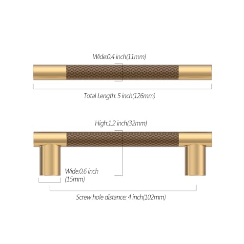 Asidrama 10 Pack 4 Inch(102mm) Knurled Brown and Champagne Bronze Kitchen Cabinet Handles, Cabinet Pulls Kitchen Cabinet Hardware Cupboard Handles Drawer Pulls 4496A - color: Brown-Champagne, size: 4" Hole Center(102mm)