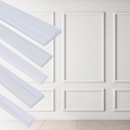 Hungbak 240"L x 0.9"W Peel and Stick Chair Rail Panel Molding, Pre-Primed Trim for Home Decoration & Wall Protection - size: 240"L x 0.9"W