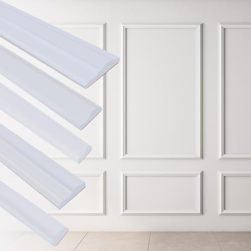 Hungbak 120"L x 2.4"W Peel and Stick Chair Rail Panel Molding, Pre-Primed Trim for Home Decoration & Wall Protection - size: 120"L x 2.4"W