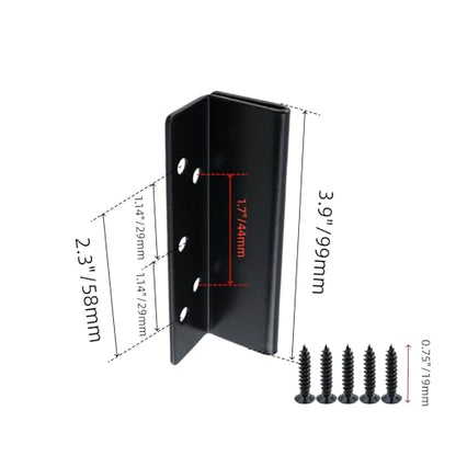 Bed Frame Post Double Hook Slot Brackets Attachment, 4 Pcs Iron Bed Hook Plates for Wooden Beds, Beds Rail Hardware Attachment Bracket, 3.9"x1.2"x1.2"(LxWxH) - size: 3.9"x1.2"x1.2"/99x30x30mm(LxWxH)