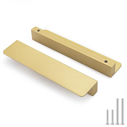 Peaha 10 Pack 5 Inch Gold Cabinet Handles Finger Edge Pulls for Cabinets - color: Gold, size: 5" Hole Center