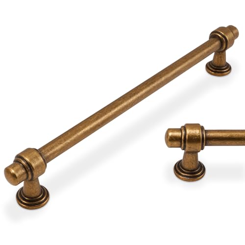 10 Pack 7.5 inch(192mm) Antique Brass Kitchen Cabinet Handles Cabinet Pulls Vintage Drawer Pulls Aged Gold Bronze Kitchen Cabinet Hardware Handles Drawer Pulls Dresser Handles - color: Antique Brass, size: 7.5" Hole Center（192mm）