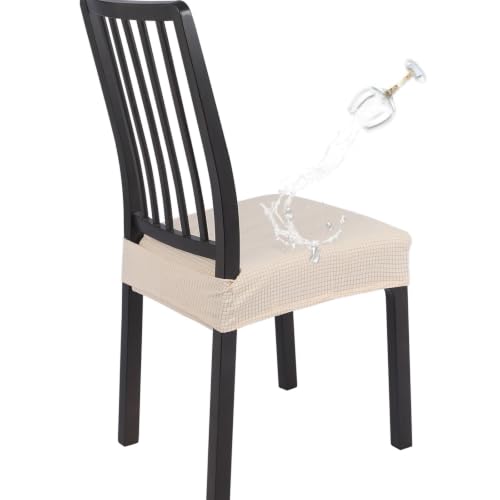 SearchI Waterproof Dining Chair Seat Covers Set of 4, Jacquard Beige - color: Jacquard Beige