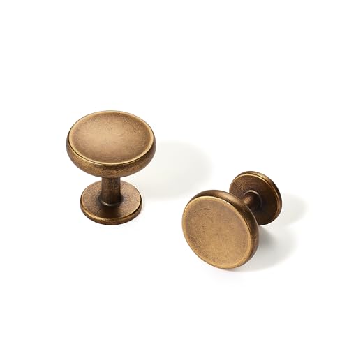 Sailing 10 Pack Cabinet Knob- Antique Brass Cabinet Handles Kitchen Cabinets Bedroom Dresser Drawer Handles Knobs - color: Antique Brass, size: 1.26"(32mm) Diameter Knob-10Pcs