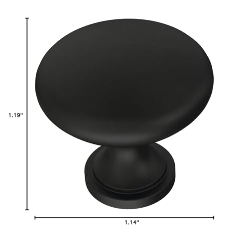 Franklin Brass (10-Pack) – Matte Black Cabinet Knobs for Dressers, Drawers, Kitchen Cabinet Door, Vanity, Furniture, Closet Knobs, 1-3/16 Inch Round | Mushroom - color: Matte Black