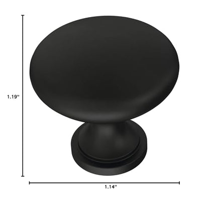 Franklin Brass (10-Pack) – Matte Black Cabinet Knobs for Dressers, Drawers, Kitchen Cabinet Door, Vanity, Furniture, Closet Knobs, 1-3/16 Inch Round | Mushroom - color: Matte Black