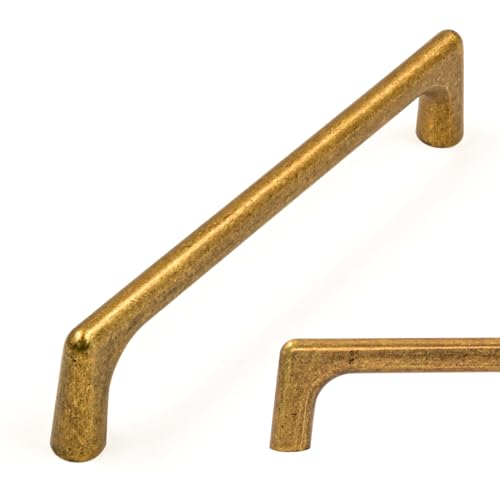 Amerdeco 10 Pack Antique Brass Cabinet Pulls 5" - color: Antique Brass, size: 5" hole center