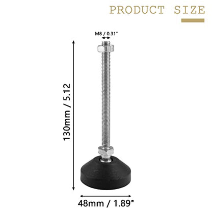 Bonsicoky M8 Metal Adjustable Leveling Feet, 4 Pcs, Black, 5.1" x 1.9" - size: M8,5.1" Height