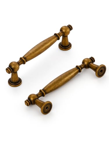 5 Pack Antique Brass Cabinet Pulls 3-3/4" Hole Center - color: Antique Brass, size: 3.75" hole center