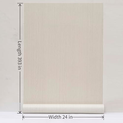 Haimin Wallpaper (24in X 393in) Wood Contact Paper Peel and Stick Self-Adhesive and Removable Wallpaper for Cabinet Wall Furniture Countertop Kitchen Room Wood Grain Wall Paper (Off-White (05)) - color: Off-white (05)