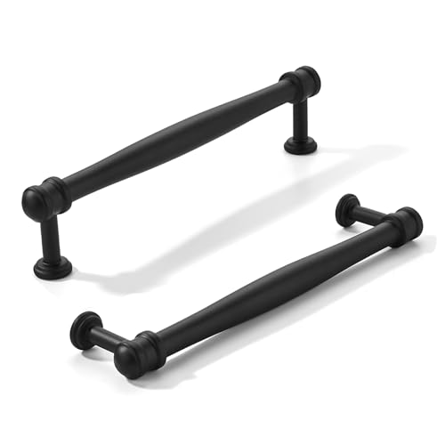 khtumeware 10 Pack 5inch(128mm) Hole Center Black Cabinet pulls Solid Heavy-Duty Tradition Kitchen Cabinet Handle Matte Black Cabinet Hardware for Dressing Table Bathroom Pull - color: Black, size: 5inch(128mm) hole center