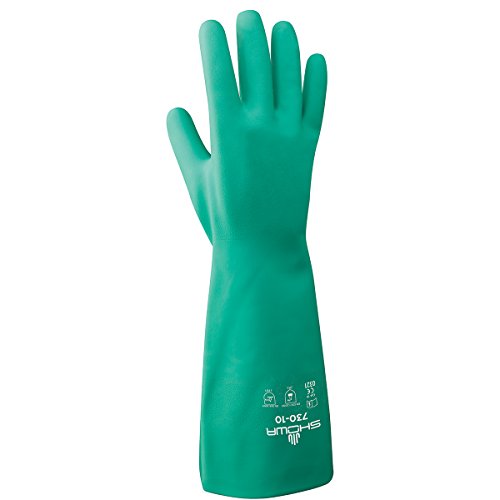 SHOWA 730 Chemical Resistant Glove, 15-mil Nitrile, X-Large, 12-Pack - size: X-Large, style: 12-pack