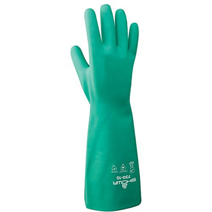 SHOWA 730 Chemical Resistant Glove, 15-mil Nitrile, X-Large, 12-Pack - size: X-Large, style: 12-pack