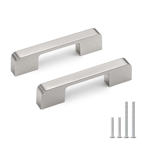 Brushed Nickel Cabinet Pulls 3 Inch Nickel Cabinet Handles 10 Pack - color: Brushed Nickel, size: 3 Inch (76 mm) Hole Centers