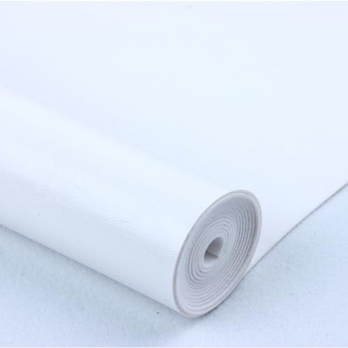 Faux Leather Fabric Soft 12"X53"(30cm x135cm) PU Faux Leather Sheets Suitable for Different Manual DIY Projects (White) - color: White