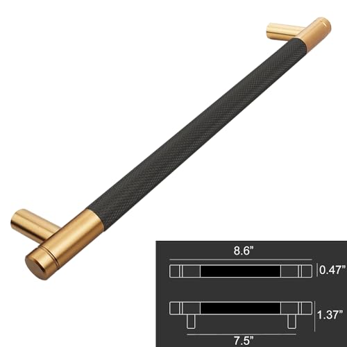 12 Pack 7 1/2 Inch 192 mm Bronze and Black Cabinet Handles Cabinet Pulls Aluminum Handles Knurled Drawer Pulls Oxidation Finish with Diamond Pattern - color: Bronze and Black, size: 7 1/2 Inch