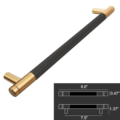 12 Pack 7 1/2 Inch 192 mm Bronze and Black Cabinet Handles Cabinet Pulls Aluminum Handles Knurled Drawer Pulls Oxidation Finish with Diamond Pattern - color: Bronze and Black, size: 7 1/2 Inch