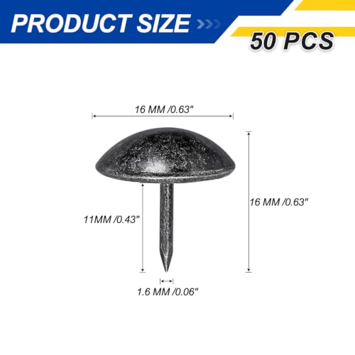 Carbon Steel Upholstery Tacks 5/8" x5/8" 50 Pcs Black Pearl - color: Black Pearl, size: 5/8" x 5/8"