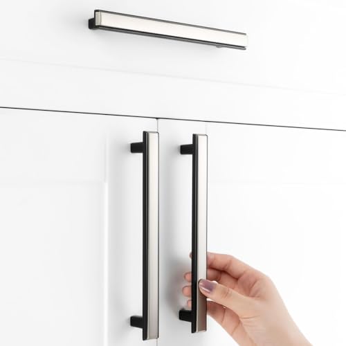 Nickel and Black Cabinet Pulls Drawer Handle 6-1/4 Inch 5 Pack 2281 - color: Brushed Nickel & Matte Black, size: 6-1/4 In Hole Distance, style: 5 Pack