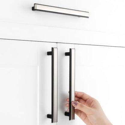 Nickel and Black Cabinet Pulls Drawer Handle 6-1/4 Inch 5 Pack 2281 - color: Brushed Nickel & Matte Black, size: 6-1/4 In Hole Distance, style: 5 Pack