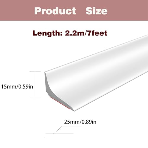 Water Dam Silicone Waterproof Barrier Bathroom and Kitchen Water Strip Coving Edging Strip（White-2.2m） - color: White, size: 0.59in*0.89in*7ft