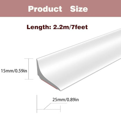 Water Dam Silicone Waterproof Barrier Bathroom and Kitchen Water Strip Coving Edging Strip（White-2.2m） - color: White, size: 0.59in*0.89in*7ft