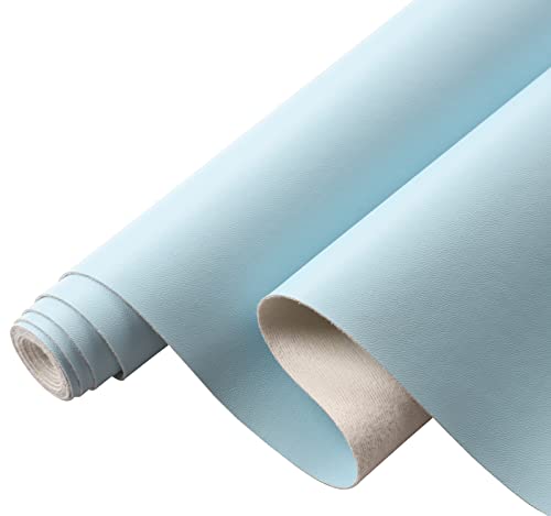 Picheng Smooth Faux Leather Sheets: 13.8"X53" Solid Soft Faux Leather Roll - color: Light Blue