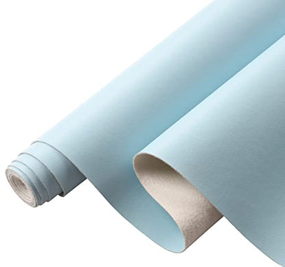 Picheng Smooth Faux Leather Sheets: 13.8"X53" Solid Soft Faux Leather Roll - color: Light Blue