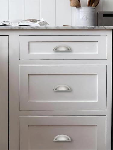 2 Pack 3" Drawer Pulls Brushed Satin Nickel Cabinet Cup Pulls Kitchen Hardware Cabinet Handles Drawer Handles Knobs 3 inch (76mm) Center to Center - color: Brushed Satin Nickel, size: 3 inch Hole Center, style: 2 Pack