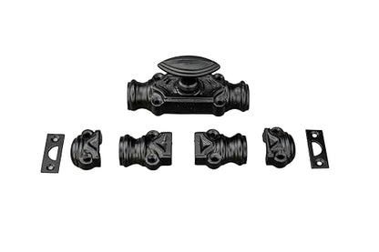 Durable Iron Cremone Bolt 2' – Vintage Black Powder Coat, Customizable Rods, Ideal for Antique Cabinets & Small Doors, Stylish & Reliable Cabinet Lock Hardware