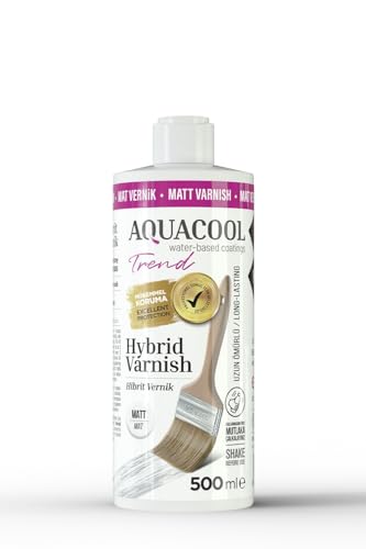 Aquacool Trend Hybrid Varnish top Coat – Water-Based Clear Coat for Furniture, Cabinets, Wood & Painted Surfaces – Durable, Low-Odor, Easy to Apply – Clear top Coat 16.9 Fl Oz. (Matte) - color: Matte