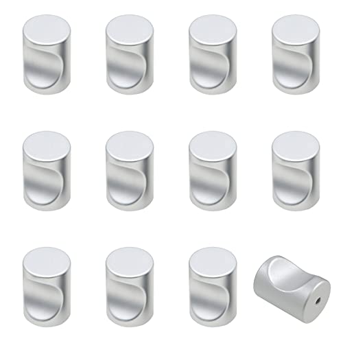 12 Pcs Aluminum Cylinder Drawer Pulls Wardrobe Knobs Modern Cylindrical Handle Minimalist Cabinet Handle Used for Cabinet Dresser (Silver) - size: Silver