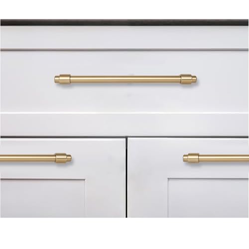 khtumeware 4 inch 5 Pack Brushed Brass Cabinet pulls Zinc Alloy Modern and Simple Cabinet Handle Suitable for Custom Whole-House Furniture (Kitchen/Bathroom/Bedroom). - color: Brushed Brass, size: 4 Inch