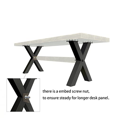 Orgerphy 30" Black Metal Table Legs (2PCS)| Dining Table Legs X-Frame Heavy Duty Furniture Legs Desk Legs Bench Legs | Metal Legs for Coffee Table Furniture Bench Legs (30”H x 25.2”W) - size: 30 inch