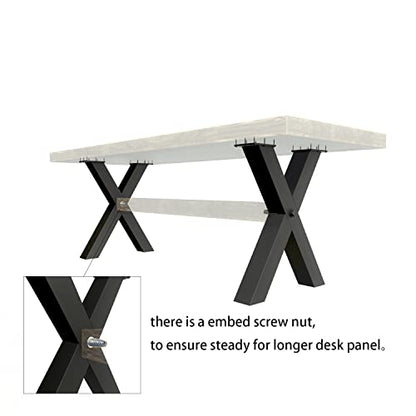 Orgerphy 30" Black Metal Table Legs (2PCS)| Dining Table Legs X-Frame Heavy Duty Furniture Legs Desk Legs Bench Legs | Metal Legs for Coffee Table Furniture Bench Legs (30”H x 25.2”W) - size: 30 inch
