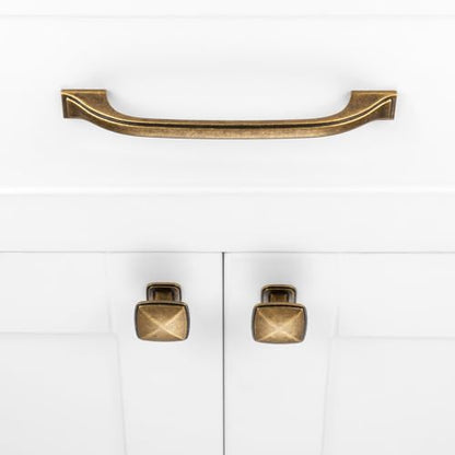 Antique Brass Cabinet Knobs Square Cabinet Pulls 10 Pack 1990 - color: Antique Brass, size: 1-1/4 Inches, style: 10 Pack Square Knob