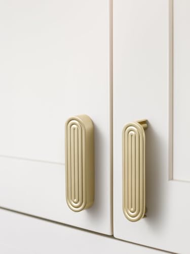 5 Pack Gold Cabinet Pulls 3" Hole Center Brushed Brass Drawer Pulls Circle Bathroom Dresser Handles Hardware Zinc Alloy - color: Brushed Gold, size: 3 Inch Hole Centers
