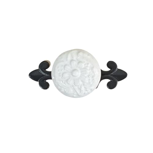 HUAMULAN Ceramic Knobs Cabinet Pulls with Black Base Backplate 10 Pack - color: White Knob + Black Base