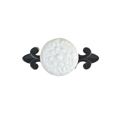 HUAMULAN Ceramic Knobs Cabinet Pulls with Black Base Backplate 10 Pack - color: White Knob + Black Base